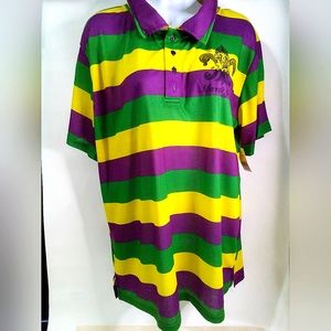 Mardi gras creative apparel purple-yellow-green stripe polo shirt